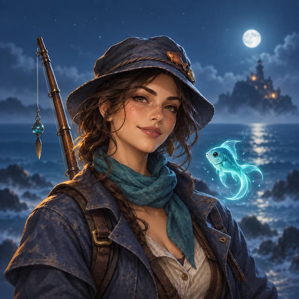 Original fantasy angler character concept